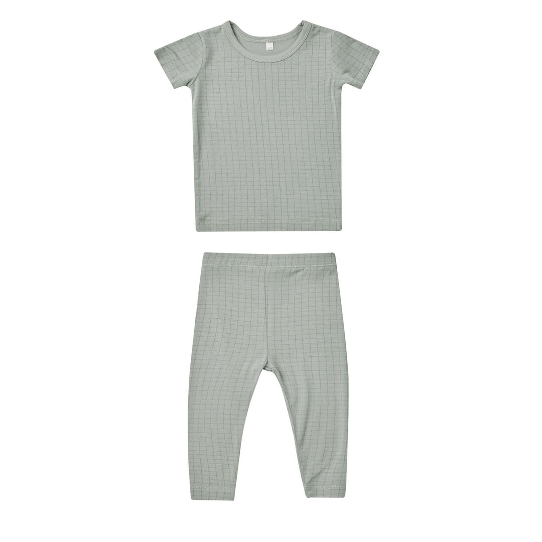Quincy Mae - Bamboo Short Sleeve Pajama Set in Grid