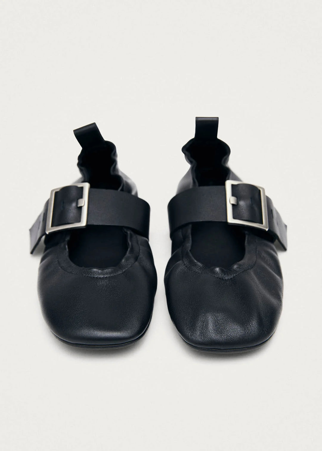 ALOHAS - Sarea Black Leather Ballet Flats