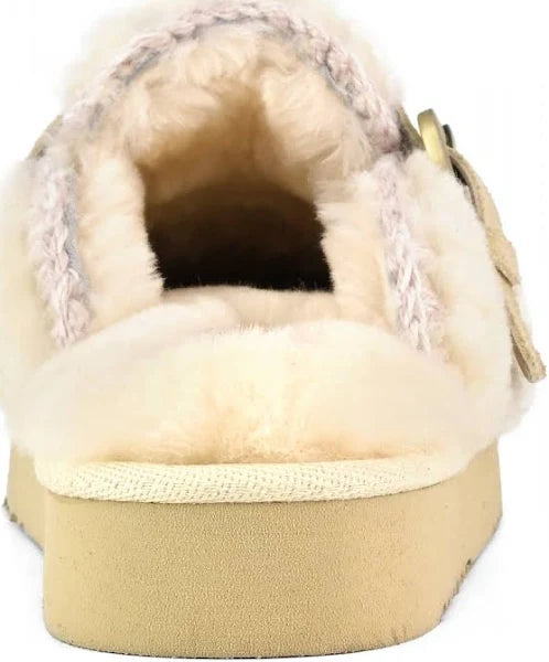 Mou - Curly Sheepskin Eskimo Slipper in Vanilla