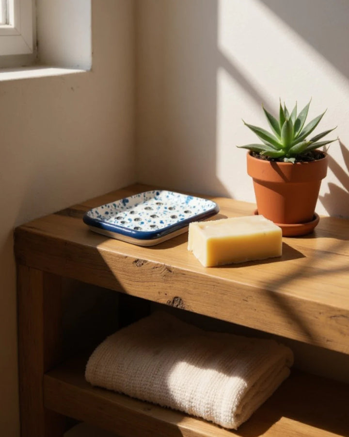 Enamel Soap Dish in Blue Marble