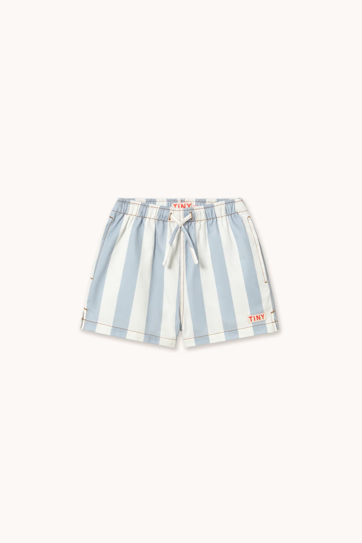 Tiny Cottons – Stripes Twill Shorts in Washed Blue