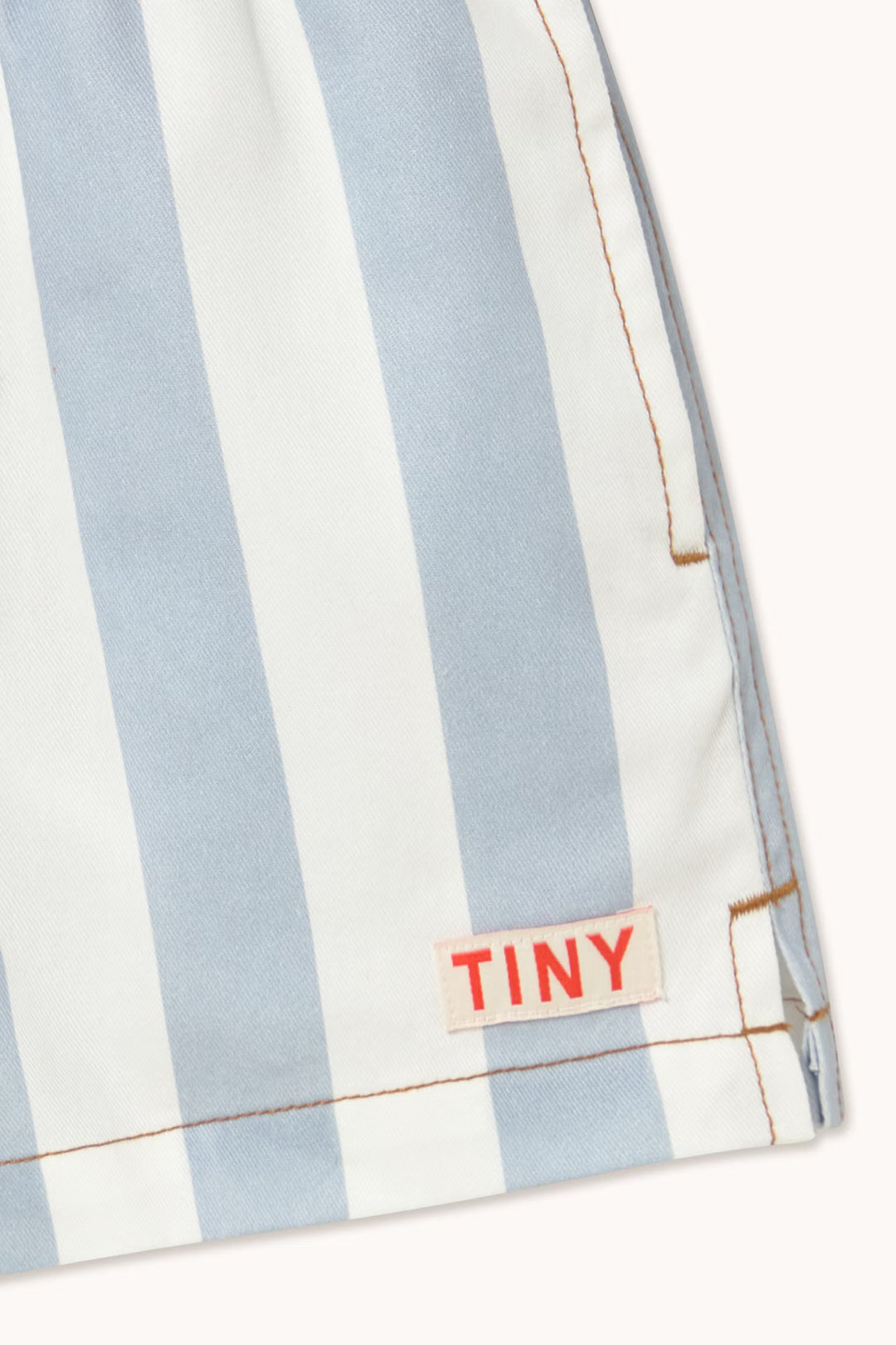 Tiny Cottons – Stripes Twill Shorts in Washed Blue