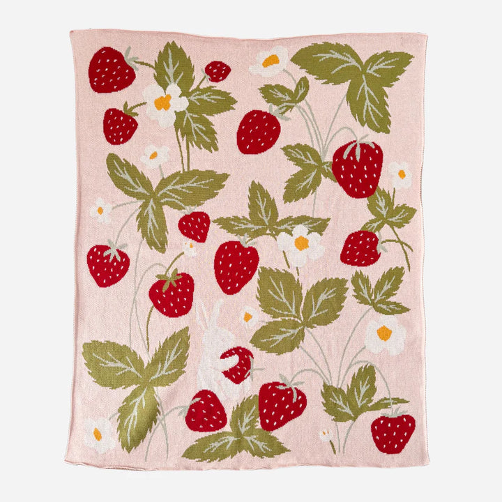 The Blueberry Hill – Organic Cotton Strawberry Bunny Blanket