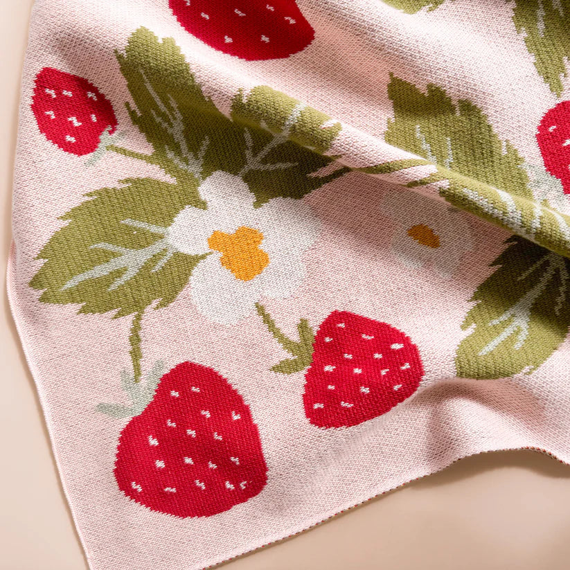 The Blueberry Hill – Organic Cotton Strawberry Bunny Blanket