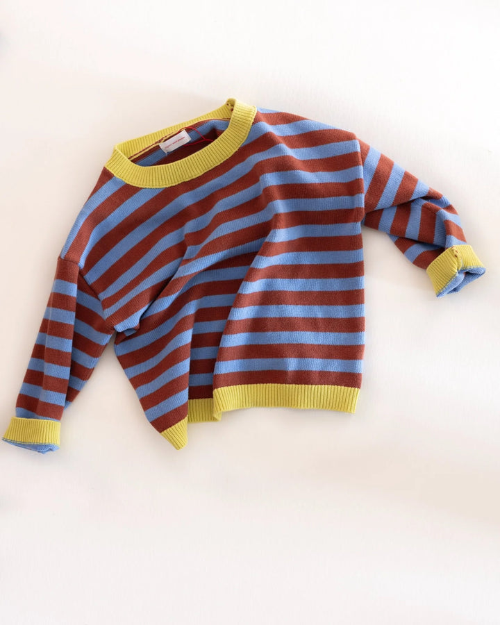 Pigeon Said Please –  Stripe Knit Pullover in Blueberry
