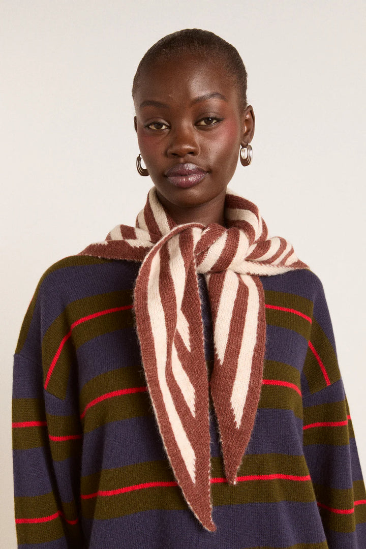 Damson Madder – Triangle Head Scarf in Chocolate / Ecru