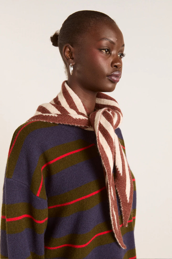 Damson Madder – Triangle Head Scarf in Chocolate / Ecru
