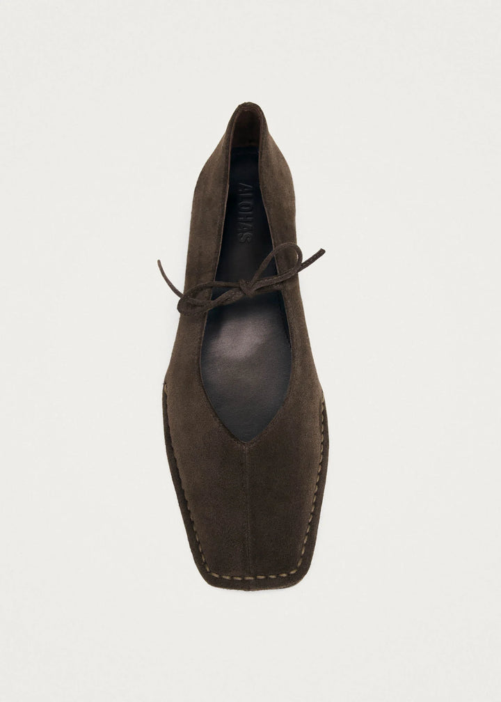 ALOHAS - Sway Suede Leather Flats in Coffee Brown
