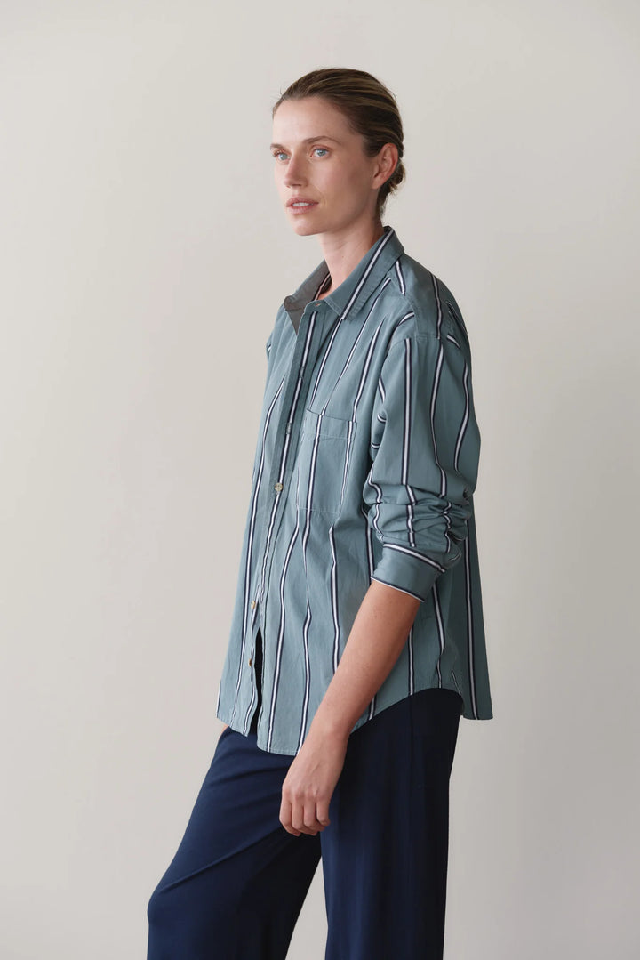 DONNI - Pop Stripe Shirt in Sage