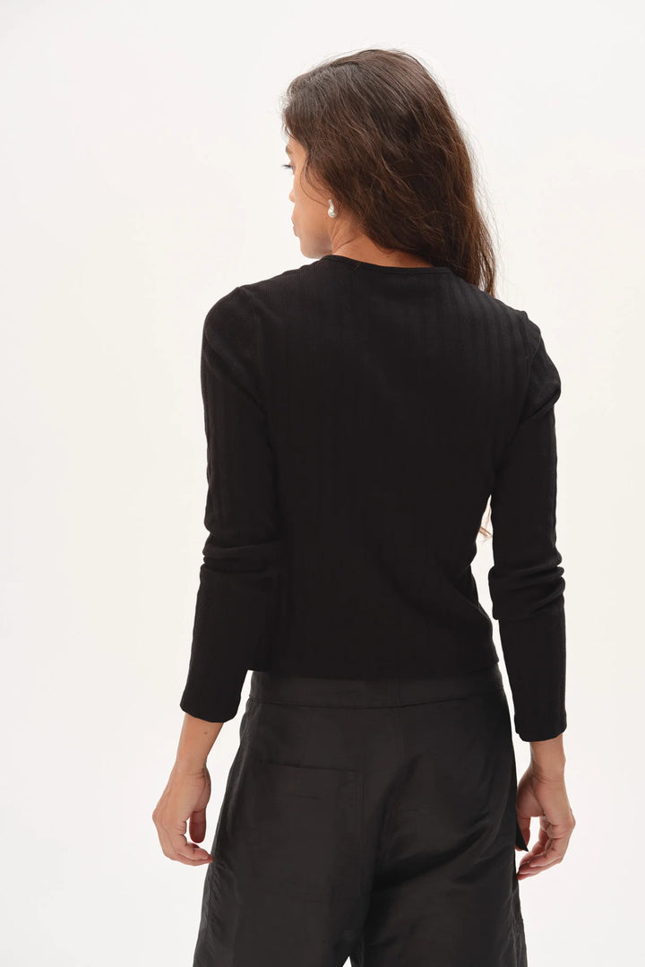 DONNI – Varied Rib Cardigan in Jet