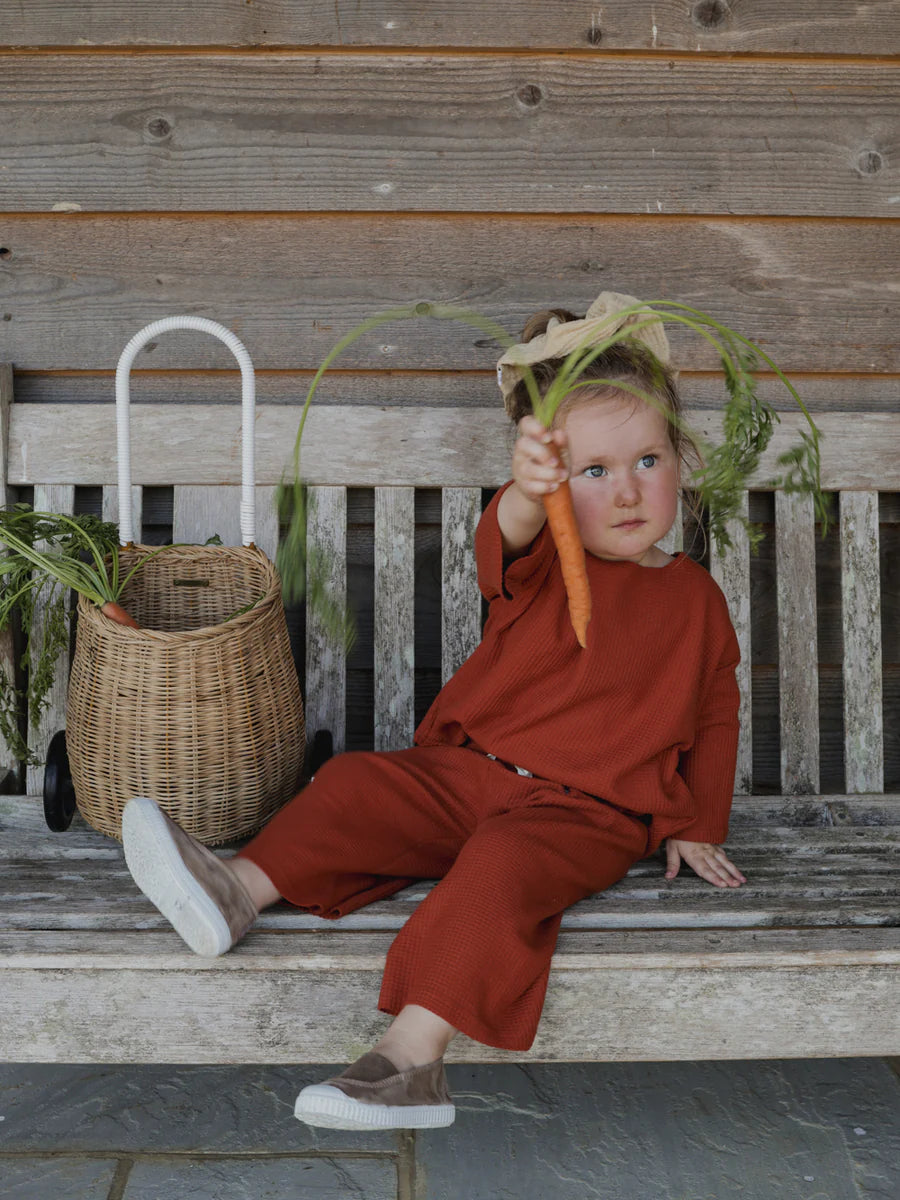 Organic Zoo - Waffle Wide Leg Pants in Paprika