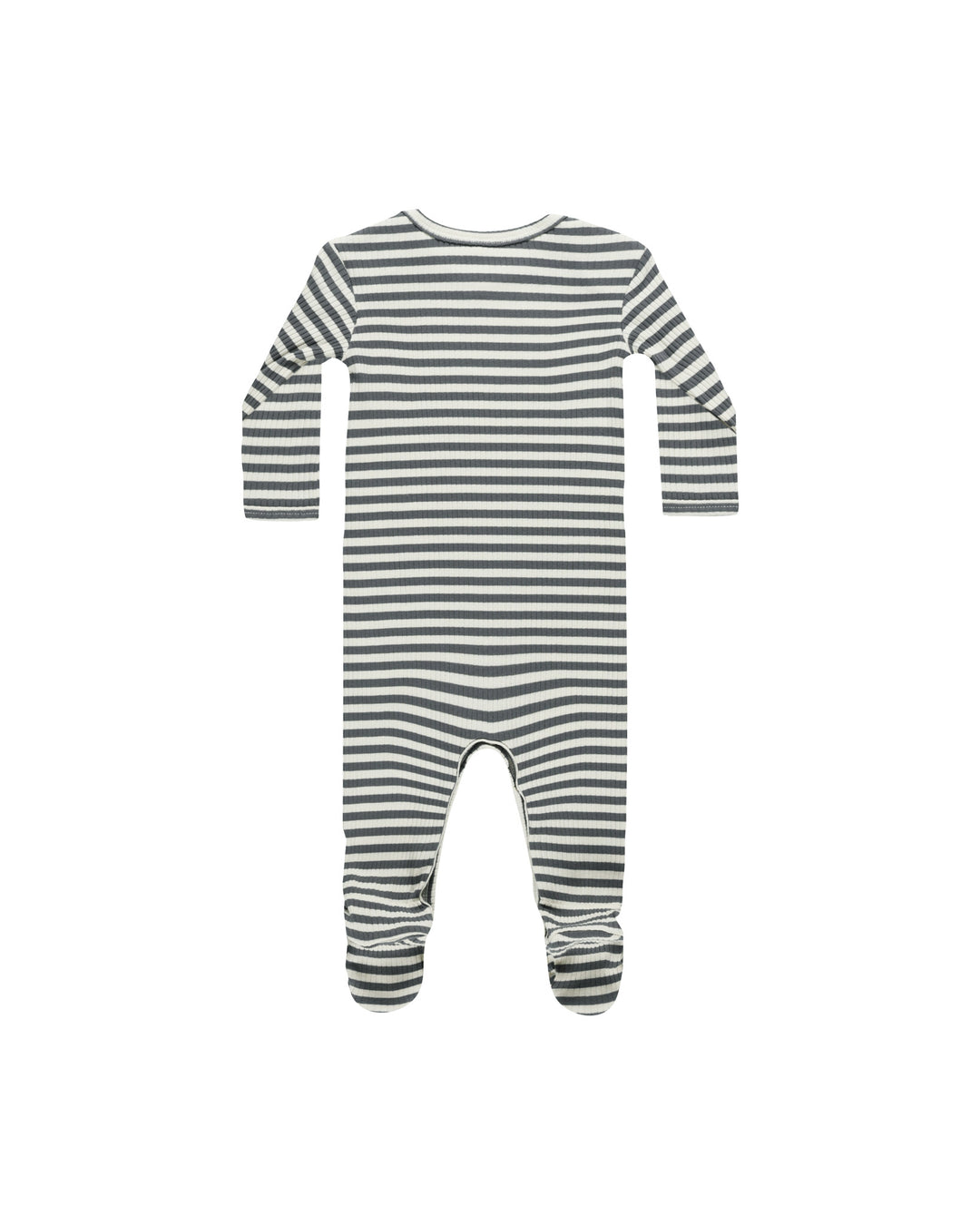 Quincy Mae –  Ribbed Footie in Indigo Stripe