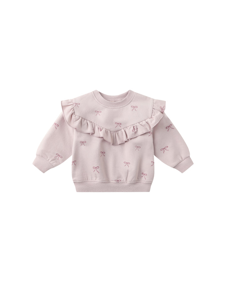Quincy Mae – Ruffle Fleece Sweatshirt in Bows