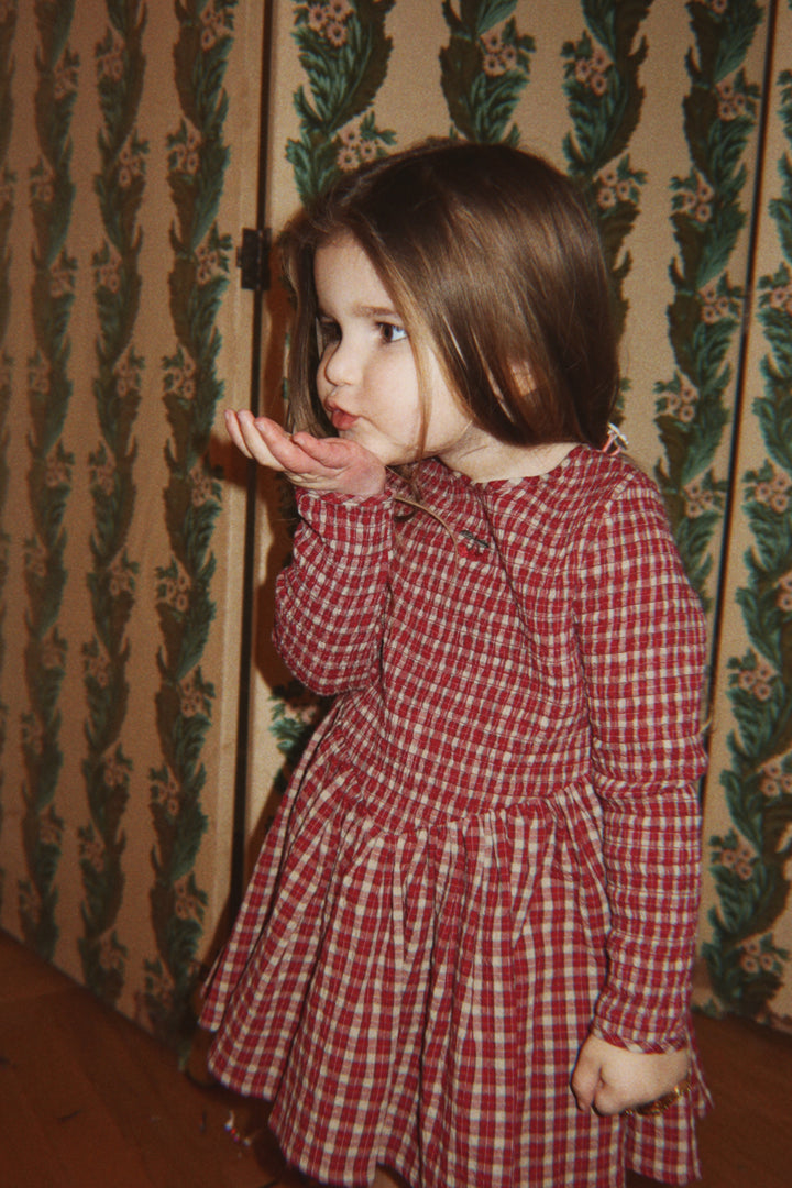 Konges Slojd - Elin Smock Dress in Brick Check