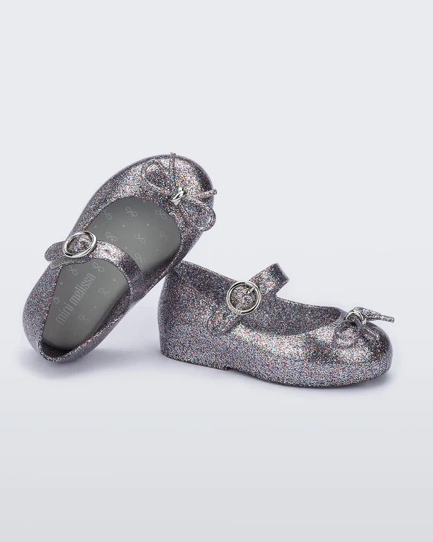 Mini Melissa – Sweet Love Baby Mary Jane in Silver Glitter