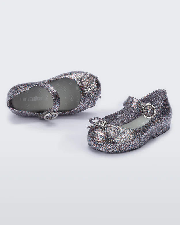 Mini Melissa – Sweet Love Baby Mary Jane in Silver Glitter