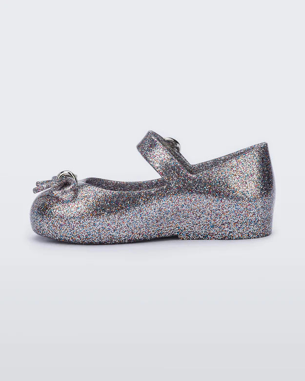 Mini Melissa – Sweet Love Baby Mary Jane in Silver Glitter