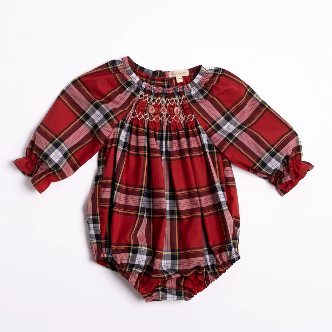 Wild Wawa- Nora Romper in Heritage Tartan