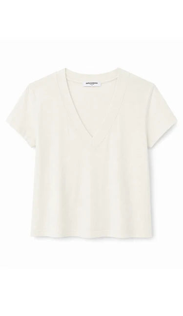 Perfect White Tee – Val Hemp Milk Cotton V-Neck Tee in Natural