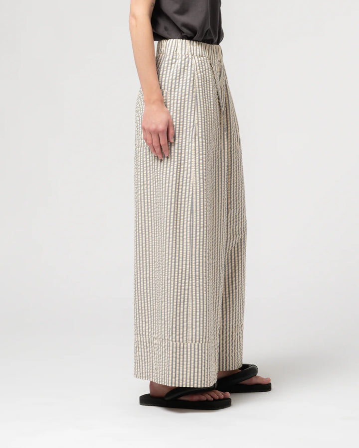 Girls of Dust - Belfast Seersucker Culotte Pant in Iron + Off White