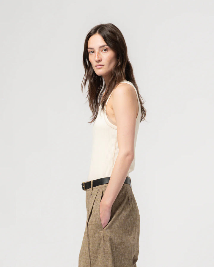 Girls of Dust - Military Rib Jersey Tank Top in Ecru