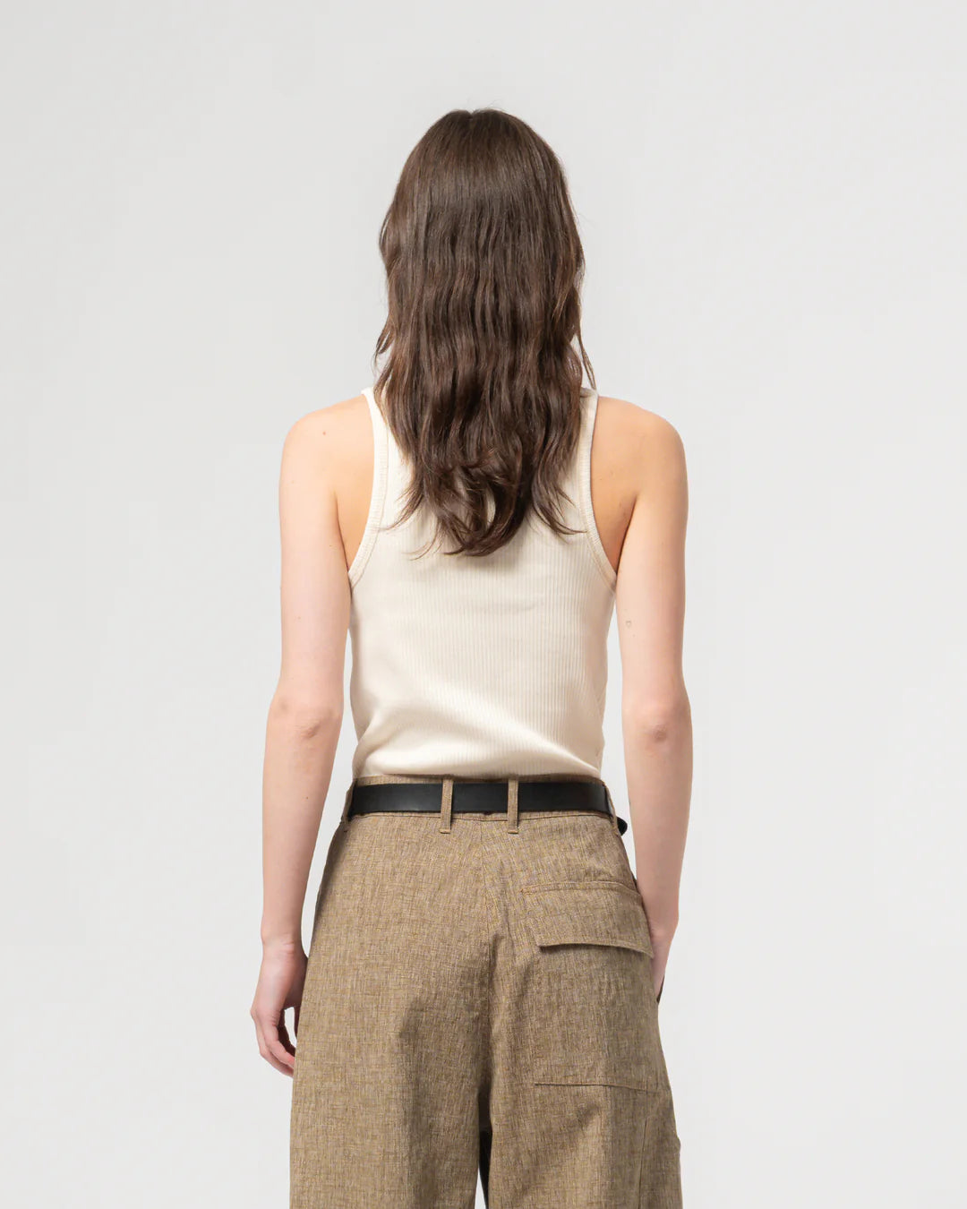 Girls of Dust - Military Rib Jersey Tank Top in Ecru