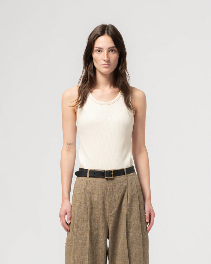 Girls of Dust - Military Rib Jersey Tank Top in Ecru