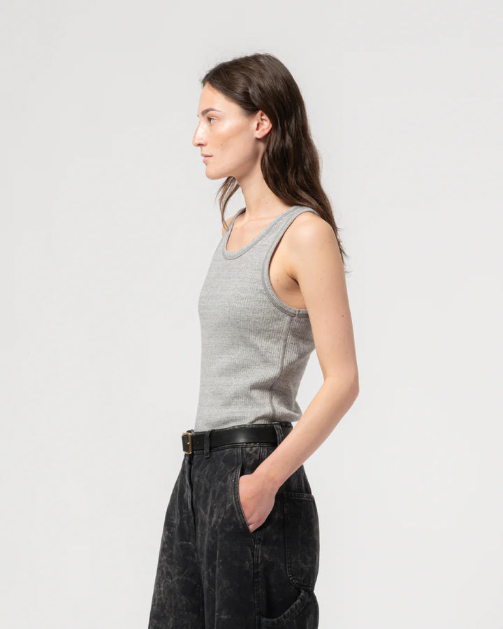 Girls of Dust - Military Rib Jersey Tank Top in Grey Melange