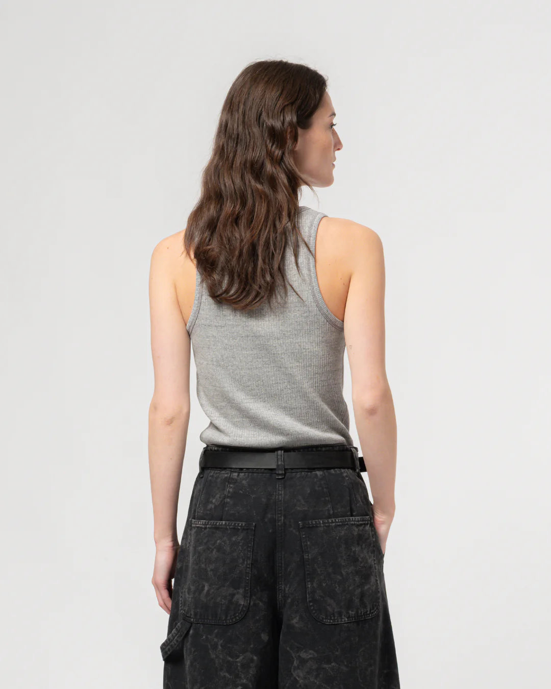 Girls of Dust - Military Rib Jersey Tank Top in Grey Melange