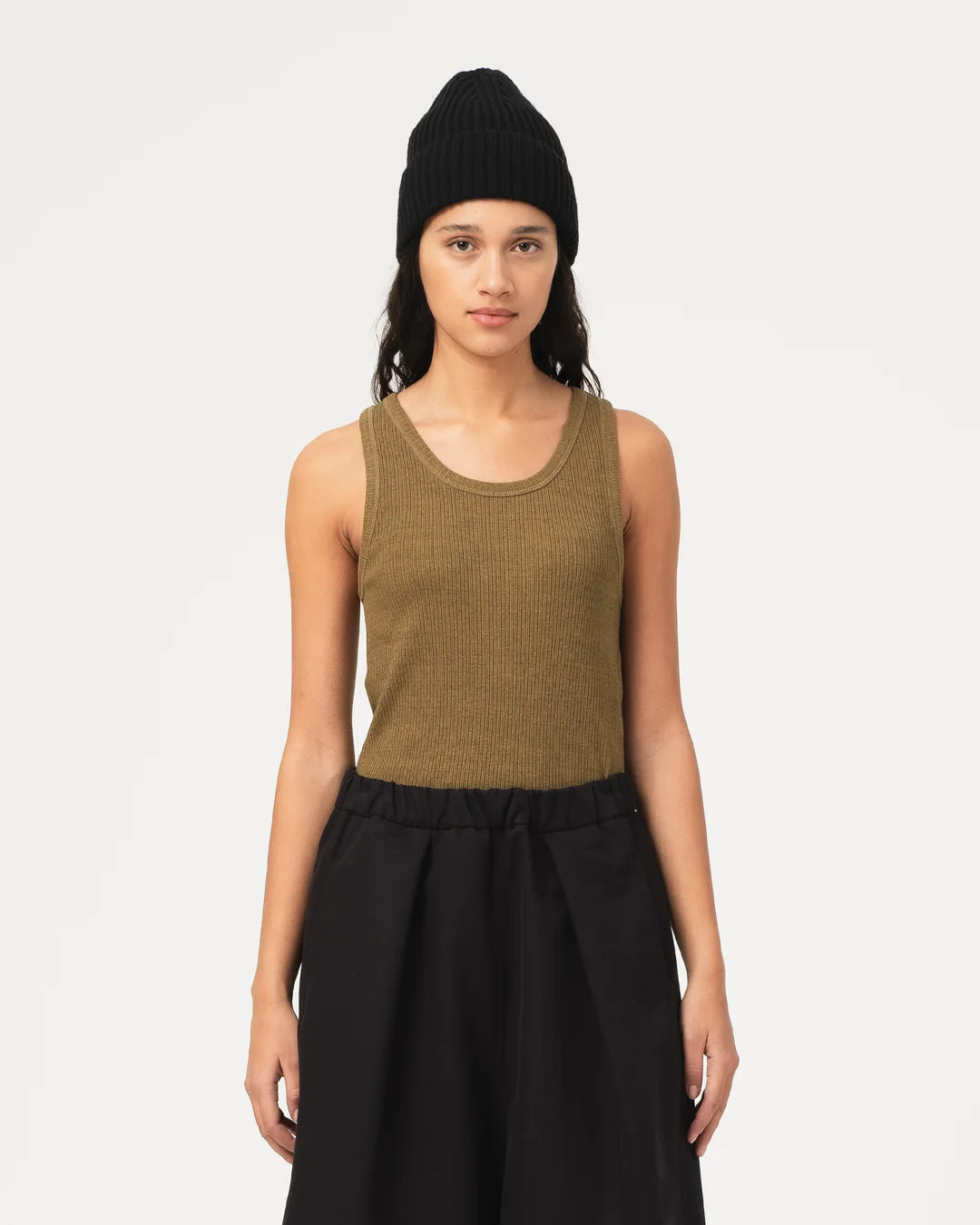 Girls of Dust - Military Rib Jersey Tank Top in Olive