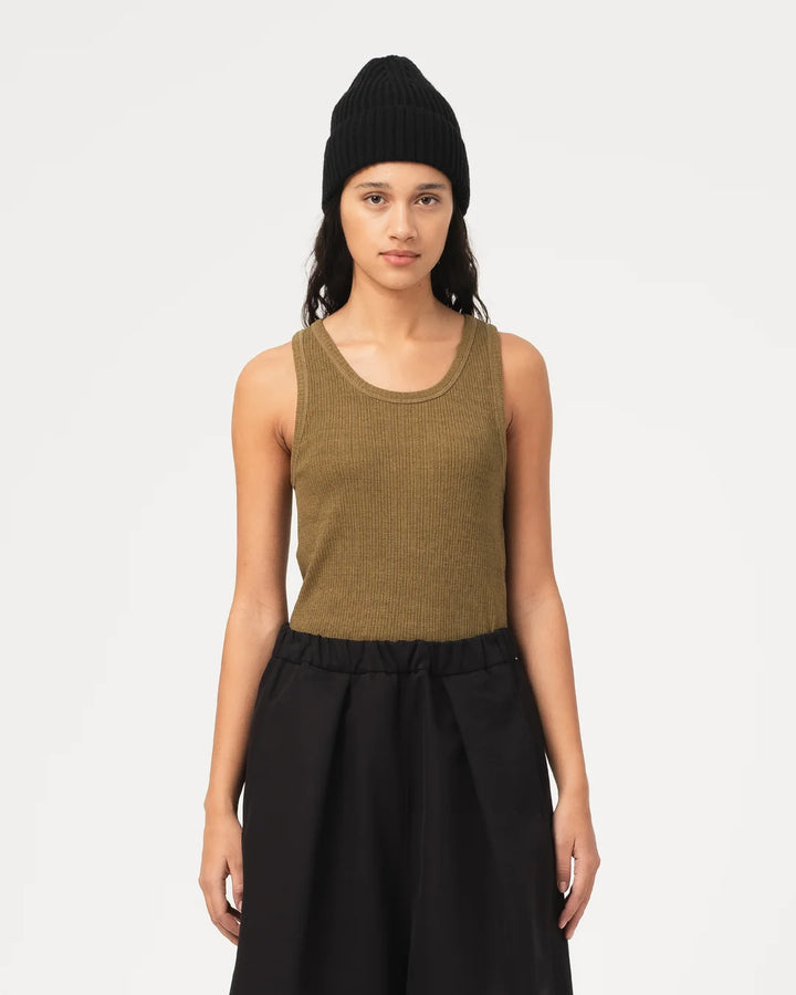 Girls of Dust - Military Rib Jersey Tank Top in Olive