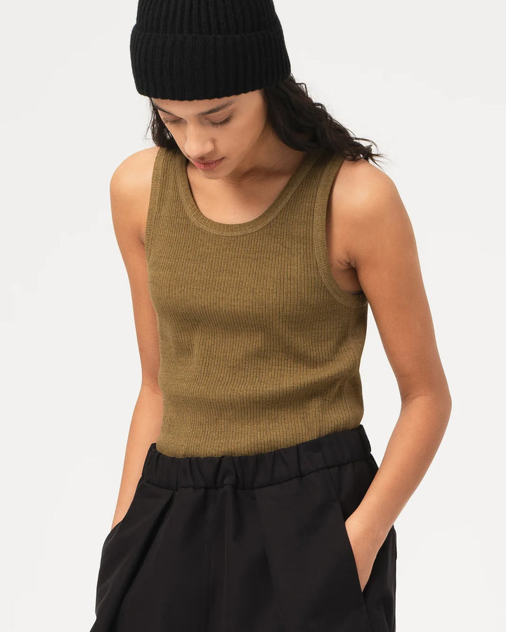 Girls of Dust - Military Rib Jersey Tank Top in Olive