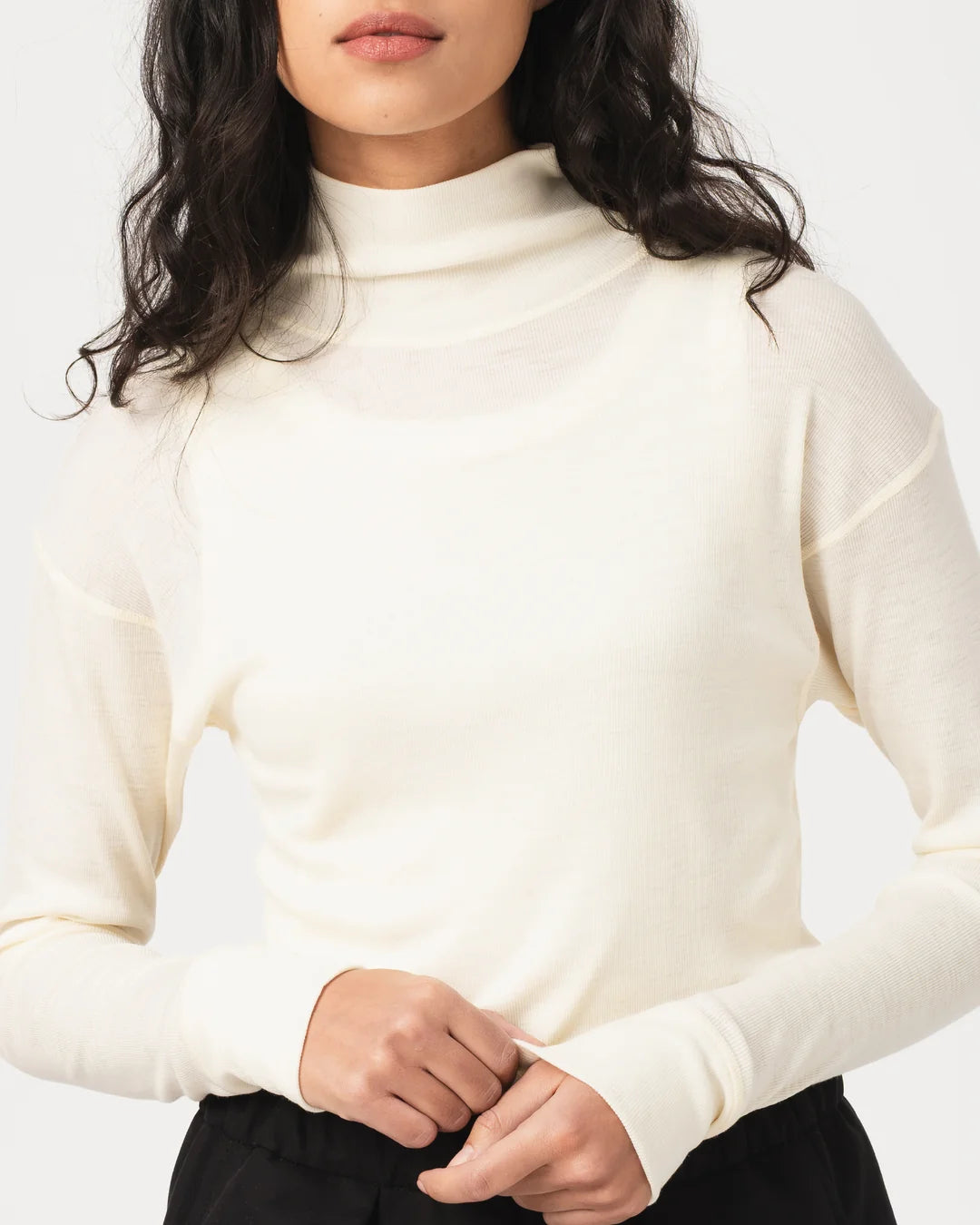 Girls of Dust - Rib Wool Turtleneck in Off White