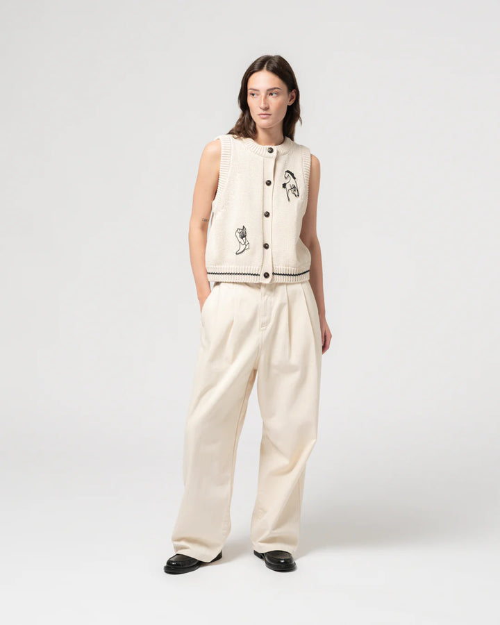 Girls of Dust - Ivy Cotton Knit Vest in Ecru