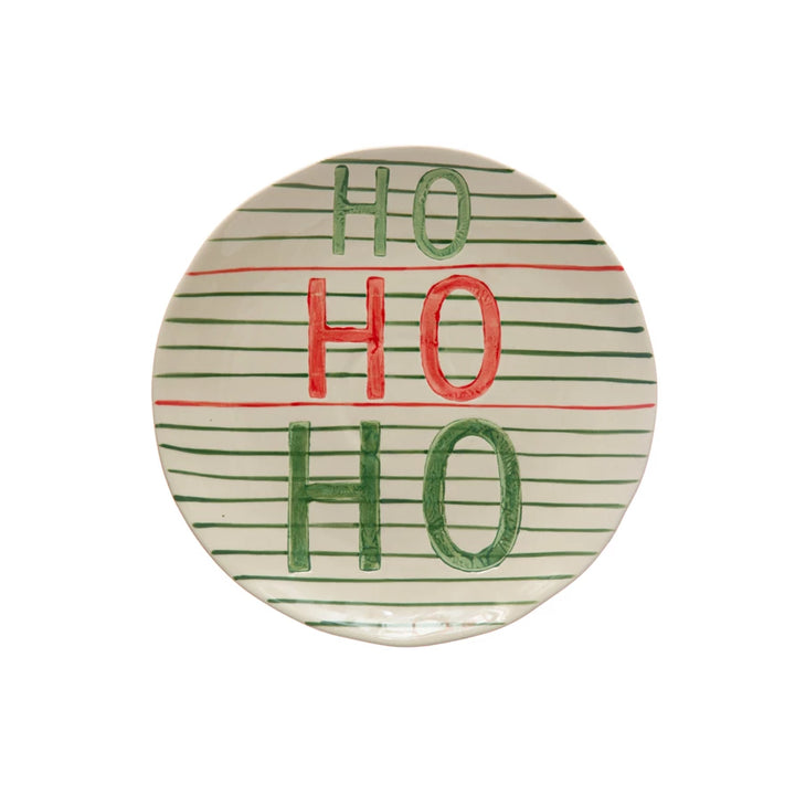 Hand-Painted "Ho Ho Ho" Stoneware Plate