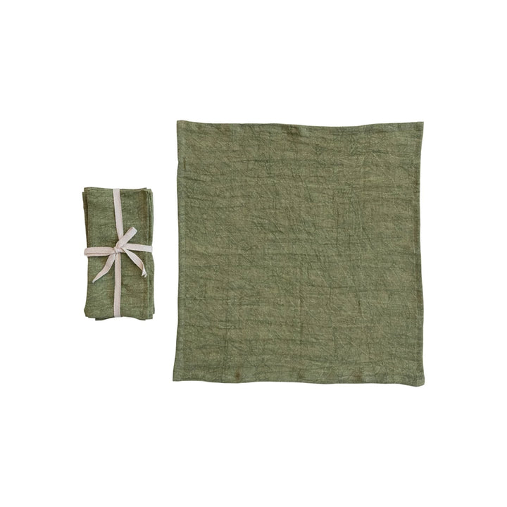 Stonewashed Linen Napkins in Holiday Green