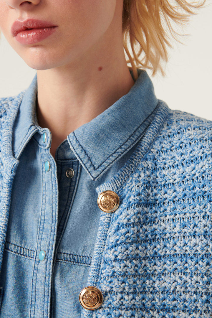 ba&sh – Guspa Knit Cardigan in Bleu