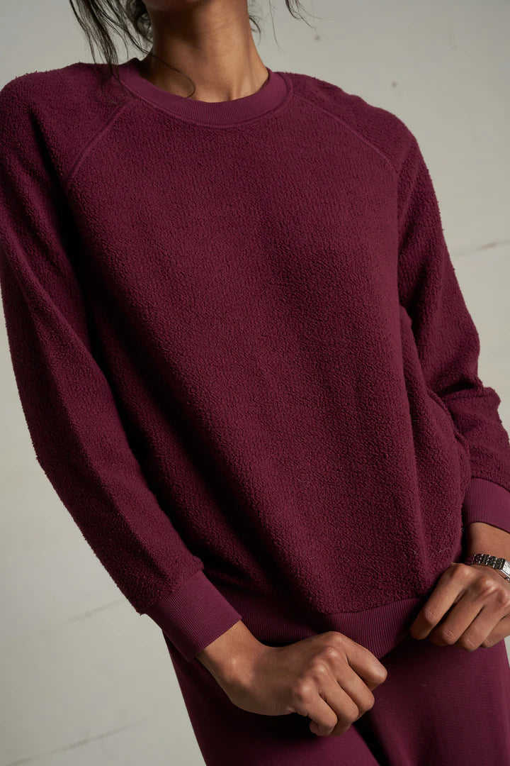 Perfect White Tee - Ziggy Reverse Fleece Shrunken Crewneck in Dark Burgundy