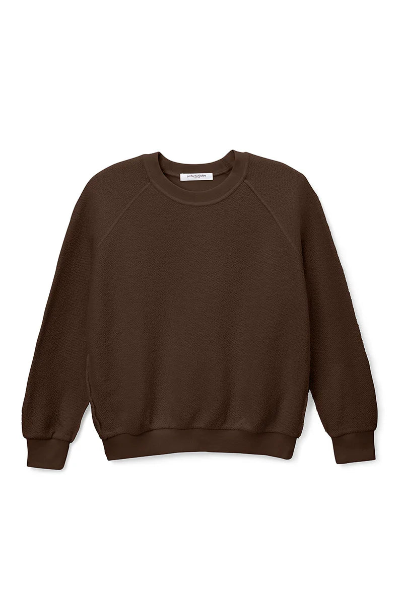 Perfect White Tee - Ziggy Reverse Fleece Shrunken Crewneck in Cocoa