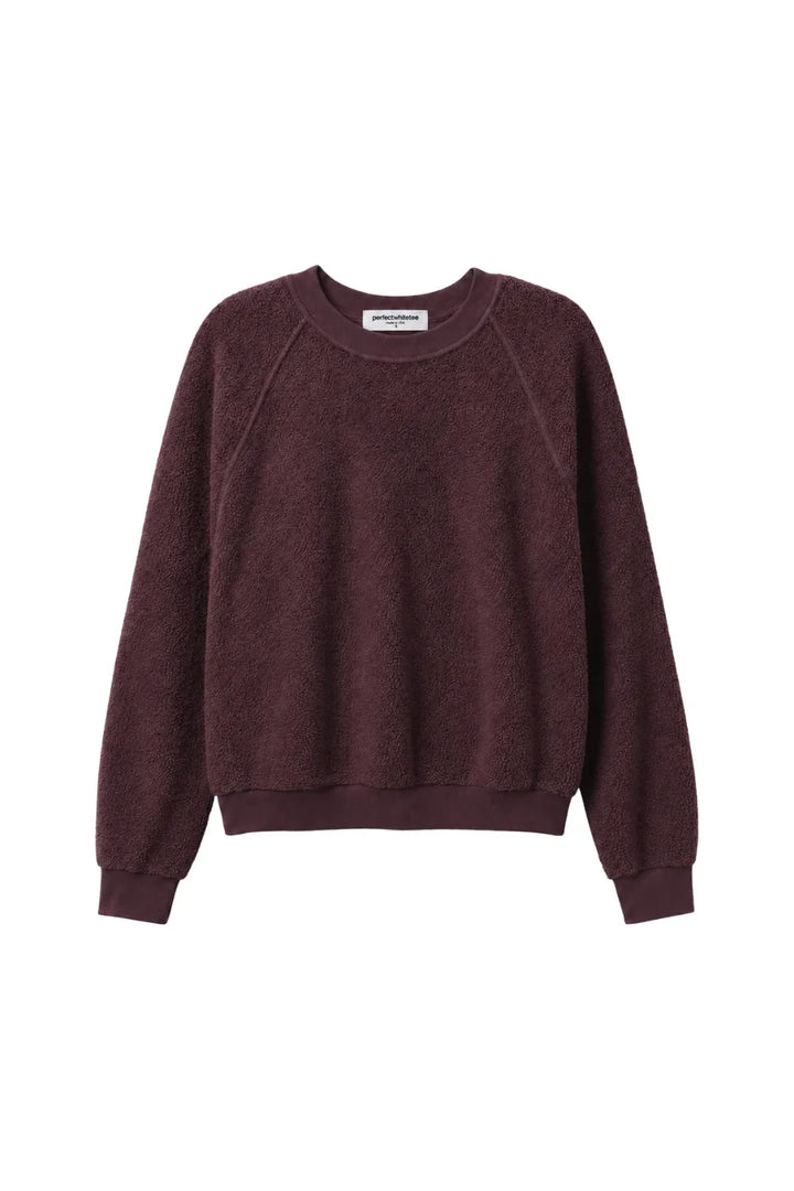 Perfect White Tee - Ziggy Reverse Fleece Crewneck in Cherry Lacquer