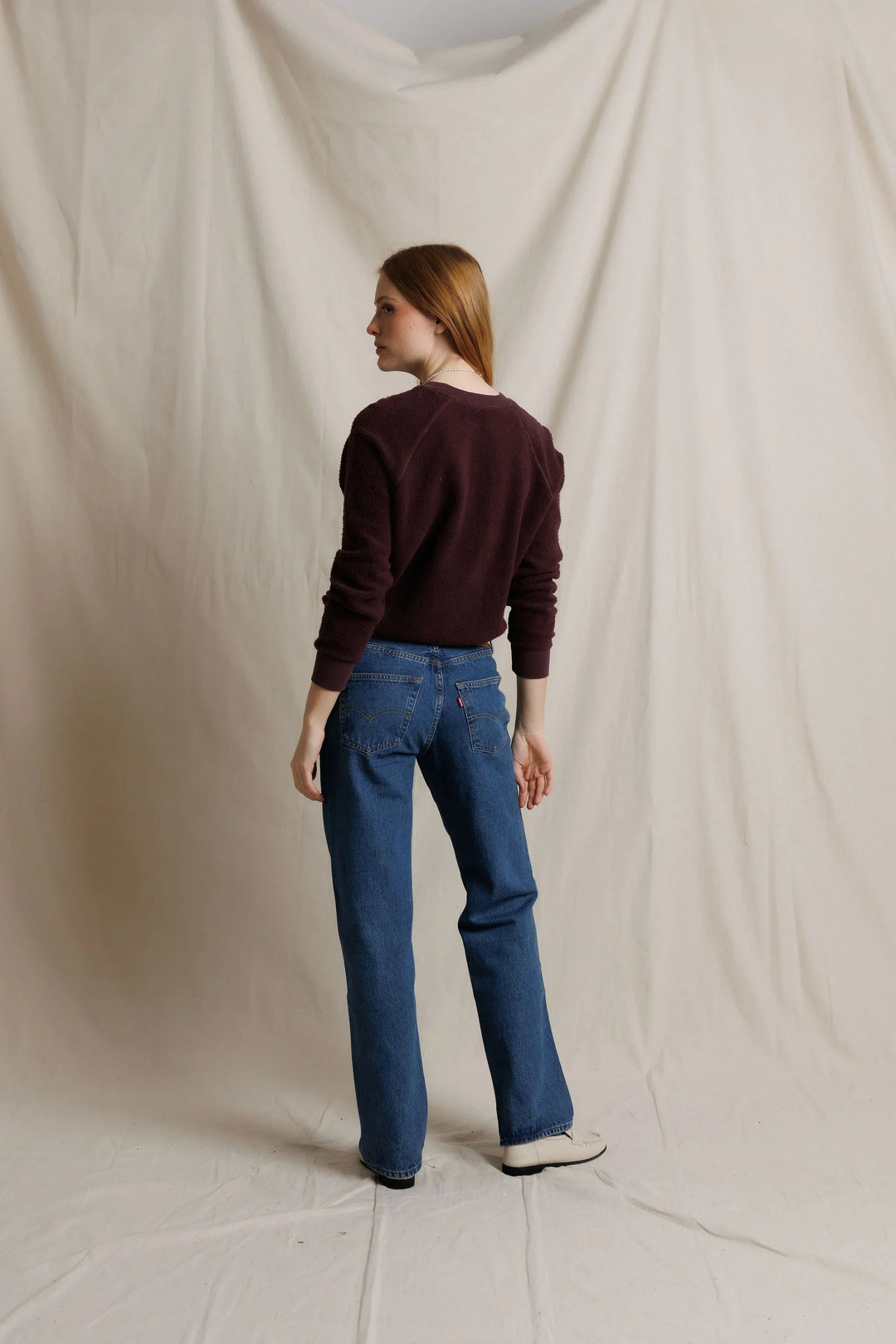 Perfect White Tee - Ziggy Reverse Fleece Crewneck in Cherry Lacquer