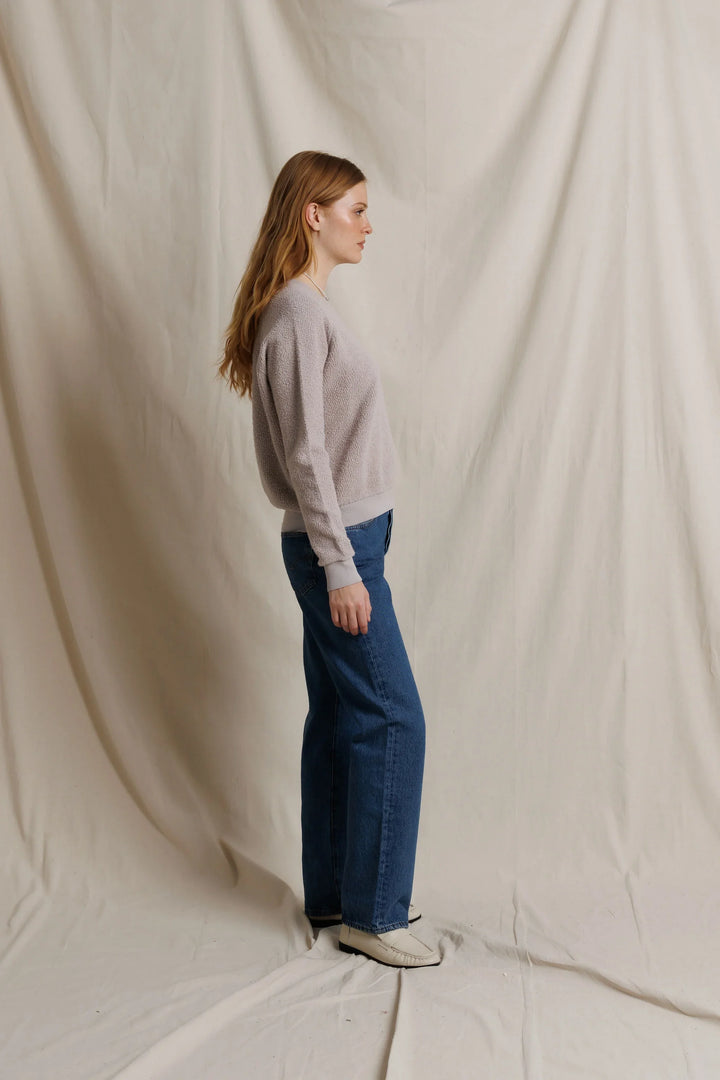 Perfect White Tee - Ziggy Reverse Fleece Crewneck in Cloud Grey