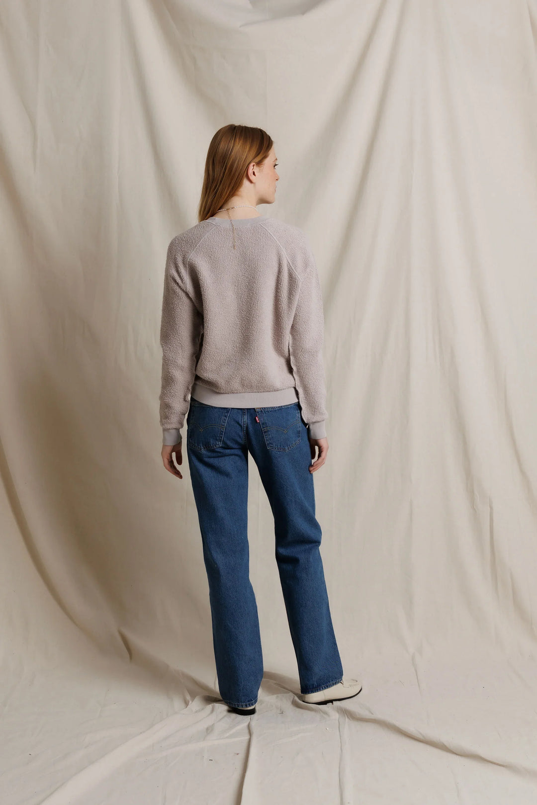 Perfect White Tee - Ziggy Reverse Fleece Crewneck in Cloud Grey