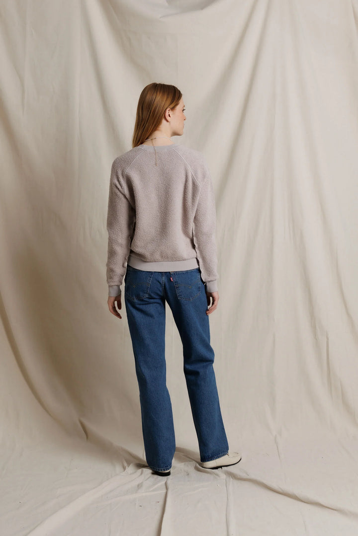 Perfect White Tee - Ziggy Reverse Fleece Crewneck in Cloud Grey