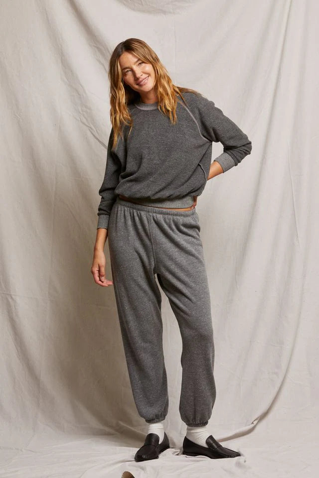 Perfect White Tee - Ziggy Reverse Fleece Shrunken Crewneck in Dark Heather Grey