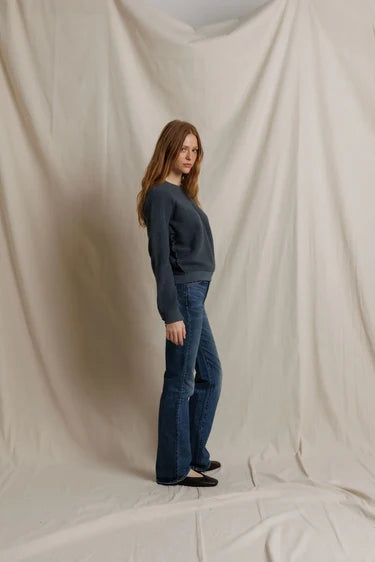 Perfect White Tee - Ziggy Reverse Fleece Shrunken Crewneck in Turbulence