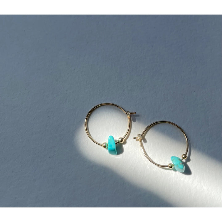 Cinq – Petite Turquoise Earrings in Gold