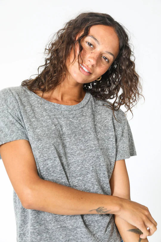 Perfect White Tee - Harley Boxy Crew in Heather Grey