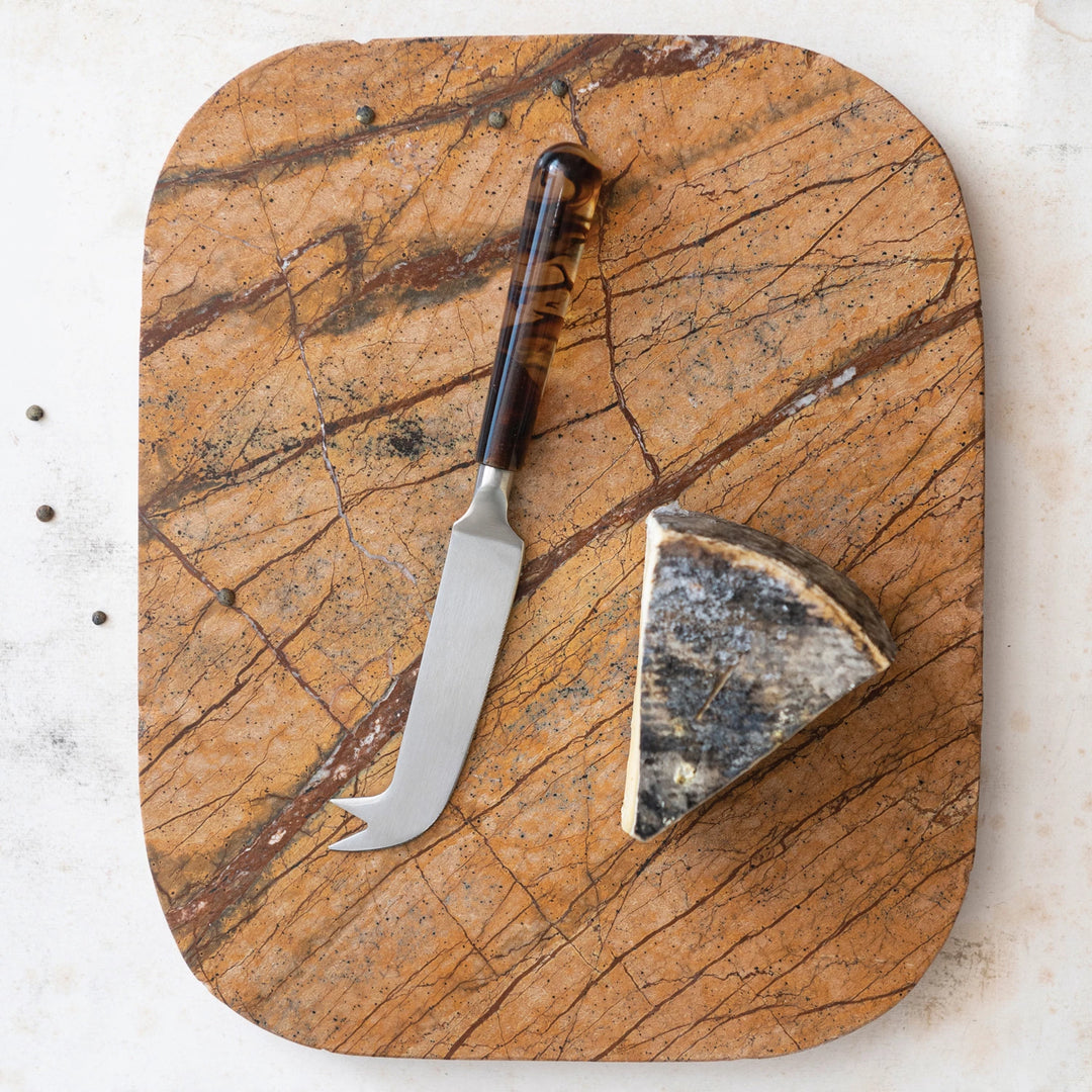 Stainless Steel Cheese Knife w/ Tortoiseshell Resin Handle