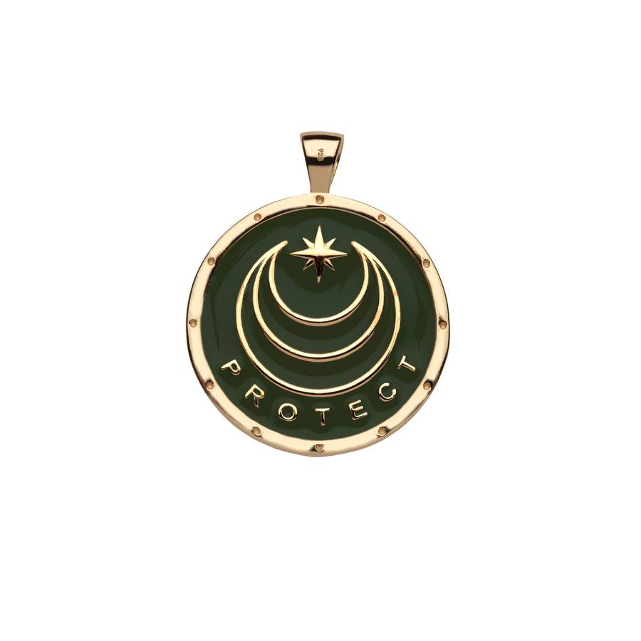 Jane Winchester - Green Enamel Protect JW Original Pendant Coin